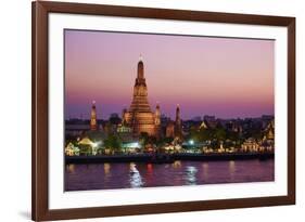 Wat Arun (Temple of the Dawn) and the Chao Phraya River by Night, Bangkok, Thailand-null-Framed Photographic Print