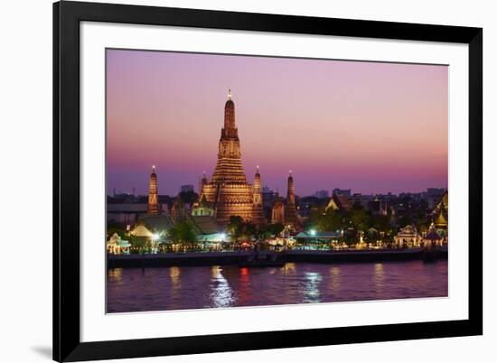 Wat Arun (Temple of the Dawn) and the Chao Phraya River by Night, Bangkok, Thailand-null-Framed Photographic Print