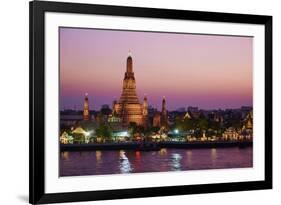 Wat Arun (Temple of the Dawn) and the Chao Phraya River by Night, Bangkok, Thailand-null-Framed Photographic Print