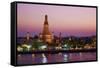 Wat Arun (Temple of the Dawn) and the Chao Phraya River by Night, Bangkok, Thailand-null-Framed Stretched Canvas