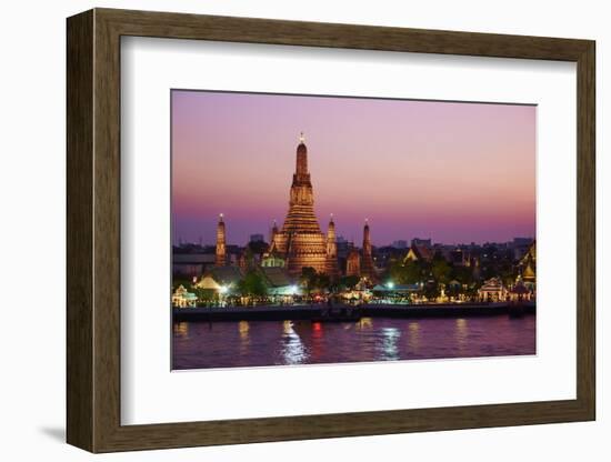 Wat Arun (Temple of the Dawn) and the Chao Phraya River by Night, Bangkok, Thailand-null-Framed Photographic Print