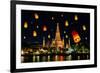 Wat Arun under Loy Krathong Day ,Thailand-Prasit Rodphan-Framed Photographic Print