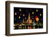 Wat Arun under Loy Krathong Day ,Thailand-Prasit Rodphan-Framed Photographic Print