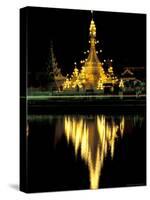 Wat Chong Klang and Reflection in Chong Kham Lake, Thailand-Merrill Images-Stretched Canvas
