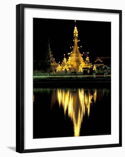 Wat Chong Klang and Reflection in Chong Kham Lake, Thailand-Merrill Images-Framed Photographic Print