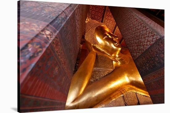 Wat Pho (Temple of the Reclining Buddha), big reclining golden Buddha statue (Phra Buddhasaiyas)-Godong-Stretched Canvas