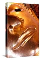 Wat Pho (Temple of the Reclining Buddha), detail of face of big reclining golden Buddha statue-Godong-Stretched Canvas