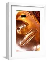 Wat Pho (Temple of the Reclining Buddha), detail of face of big reclining golden Buddha statue-Godong-Framed Photographic Print