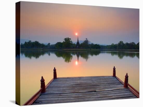 Wat Sa Si at Dusk, Sukhothai Historical Park, UNESCO World Heritage Site, Sukhothai Province, Thail-Ben Pipe-Stretched Canvas