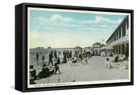 Watch Hill, Rhode Island, View of Sunbathers along the Beach-Lantern Press-Framed Stretched Canvas