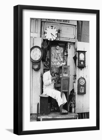 Watch Repair Shop, Mohammed Ali Road, Mumbai, Maharashtra, India, 1976-null-Framed Photographic Print