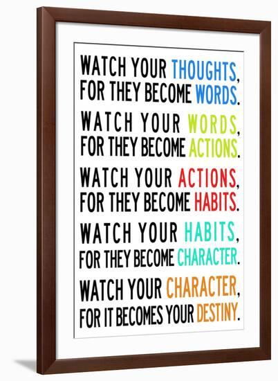 Watch Your Thoughts Colorful Motivational-null-Framed Art Print