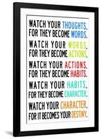 Watch Your Thoughts Colorful Motivational-null-Framed Art Print