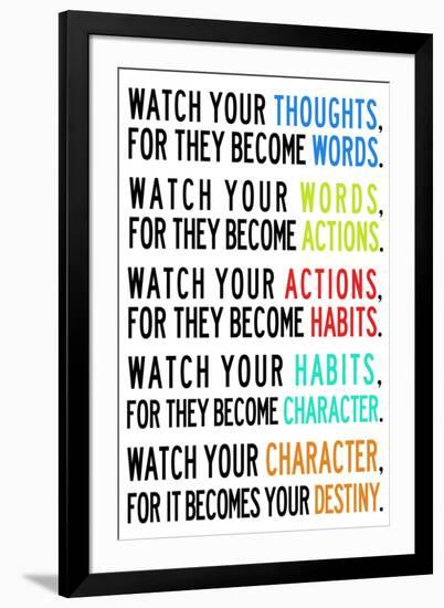 Watch Your Thoughts Colorful Motivational-null-Framed Art Print