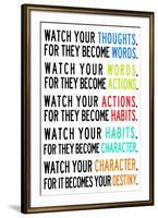 Watch Your Thoughts Colorful Motivational-null-Framed Art Print