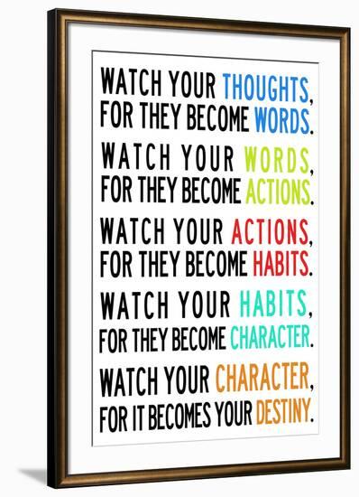 Watch Your Thoughts Colorful Motivational-null-Framed Art Print