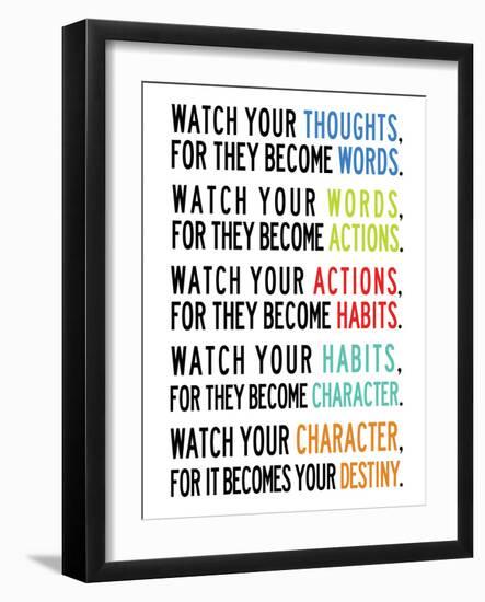 Watch Your Thoughts Colorful-null-Framed Art Print