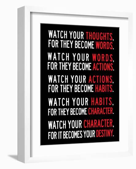 Watch Your Thoughts Motivational Poster-null-Framed Art Print