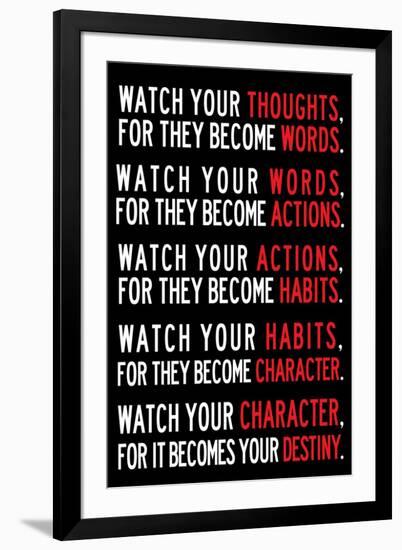 Watch Your Thoughts Motivational Poster-null-Framed Art Print