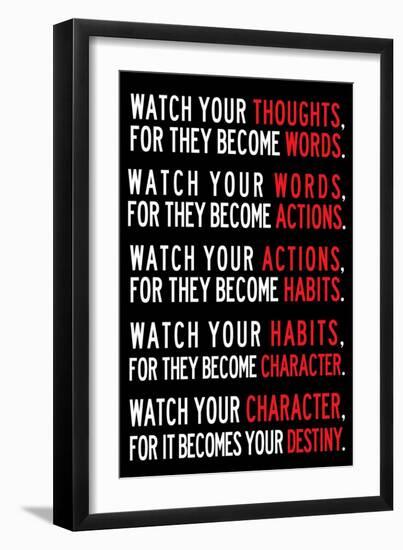 Watch Your Thoughts Motivational Poster-null-Framed Art Print