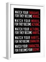 Watch Your Thoughts Motivational Poster-null-Framed Art Print