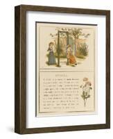 Watched by a Companion a Girl Swings in a Garden-Kate Greenaway-Framed Art Print