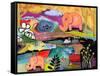Watchful Eye Elephants-Wyanne-Framed Stretched Canvas