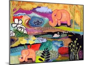 Watchful Eye Elephants-Wyanne-Mounted Giclee Print