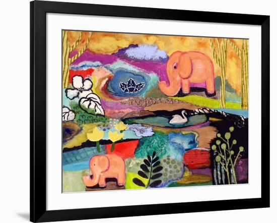 Watchful Eye Elephants-Wyanne-Framed Giclee Print