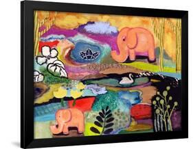 Watchful Eye Elephants-Wyanne-Framed Giclee Print