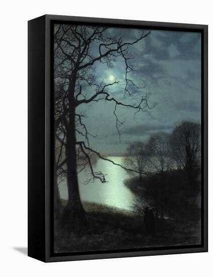 Watching a Moonlit Lake-John Atkinson Grimshaw-Framed Stretched Canvas