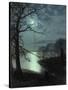 Watching a Moonlit Lake-John Atkinson Grimshaw-Stretched Canvas