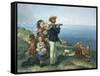 Watching Ships-Jane Maria Bowkett-Framed Stretched Canvas