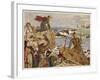 Watching the Approach of Danish Raiders from the English Coast-Herbert A. Bone-Framed Art Print