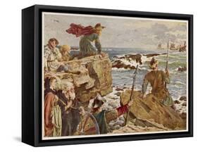 Watching the Approach of Danish Raiders from the English Coast-Herbert A. Bone-Framed Stretched Canvas