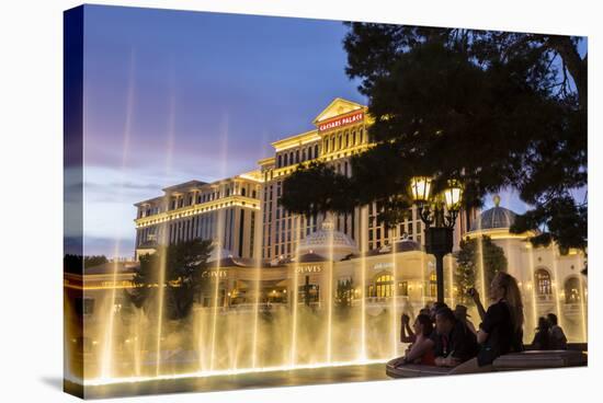 Watching the Bellagio Fountains at Dusk, the Strip, Las Vegas, Nevada, Usa-Eleanor Scriven-Stretched Canvas