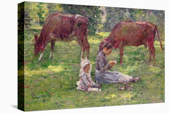 Watching the Cows-Theodore Robinson-Stretched Canvas