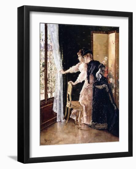 Watching the Fiance Pass By, 1886-Alfred Emile Léopold Stevens-Framed Giclee Print