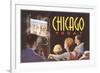 Watching TV in Chicago, Illinois-null-Framed Art Print