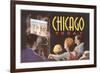 Watching TV in Chicago, Illinois-null-Framed Art Print