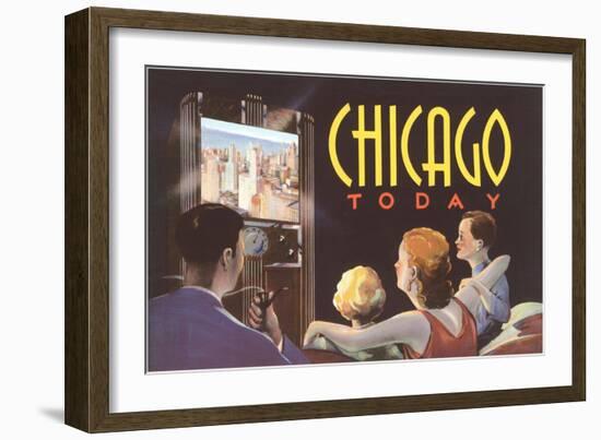 Watching TV in Chicago, Illinois-null-Framed Art Print