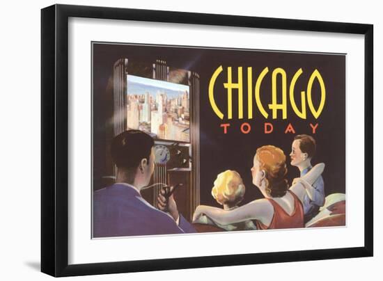 Watching TV in Chicago, Illinois-null-Framed Art Print
