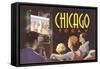 Watching TV in Chicago, Illinois-null-Framed Stretched Canvas