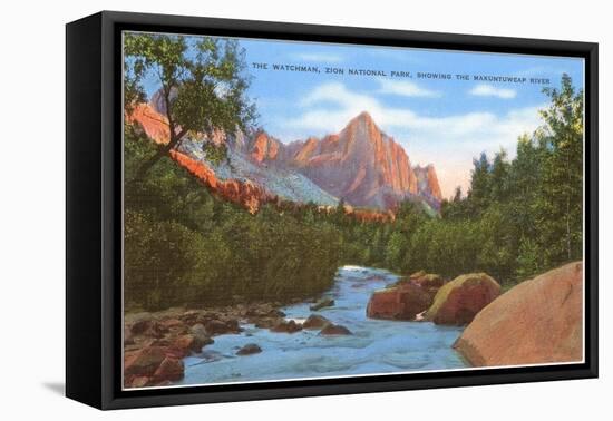 Watchman, Zion Park, Makuntuweap River, Utah-null-Framed Stretched Canvas