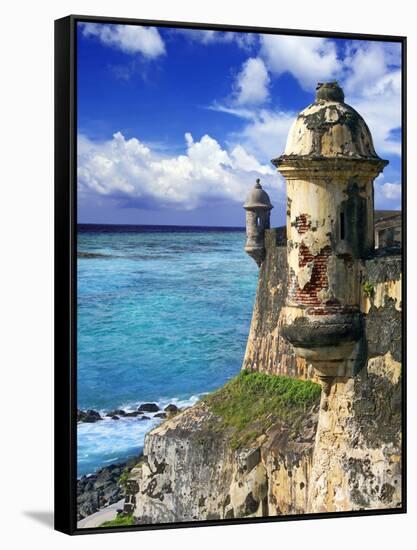 Watchtower, Fort San Felipe Del Morro, San Juan, Puerto Rico, USA, Caribbean-Miva Stock-Framed Stretched Canvas