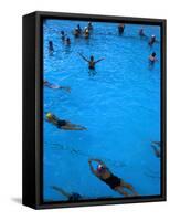 Water Aerobics in Pool at Kowloon Park, Hong Kong-Oliver Strewe-Framed Stretched Canvas