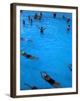 Water Aerobics in Pool at Kowloon Park, Hong Kong-Oliver Strewe-Framed Premium Photographic Print