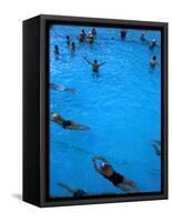 Water Aerobics in Pool at Kowloon Park, Hong Kong-Oliver Strewe-Framed Stretched Canvas