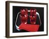Water and Ice Cubes in Red Glasses on Tray-Michael Paul-Framed Photographic Print