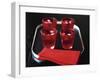 Water and Ice Cubes in Red Glasses on Tray-Michael Paul-Framed Photographic Print